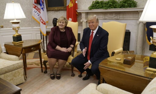 Trump spøkte med Erna: - Du må reise tilbake og sjekke dette med folkene dine