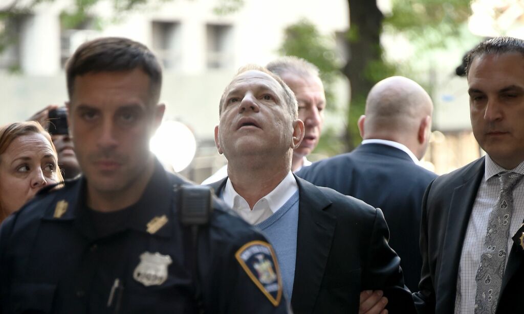 NEW YORK, NY - MAY 25: Harvey Weinstein arrives for arraignment at Manhattan Criminal Courthouse in handcuffs after being arrested and processed on charges of rape, committing a criminal sex act, sexual abuse and sexual misconduct on May 25, 2018 in New York City. The former movie producer faces charges in connection with accusations made by aspiring actress Lucia Evans who has said that Weinstein forced her to perform oral sex on him in his Manhattan office in 2004. Weinstein (66) has been accused by dozens of other women of forcing them into sexual acts using both pressure and threats. The revelations of the his behavior helped to spawn the global #MeToo movement. Steven Ferdman/Getty Images/AFP
== FOR NEWSPAPERS, INTERNET, TELCOS & TELEVISION USE ONLY ==